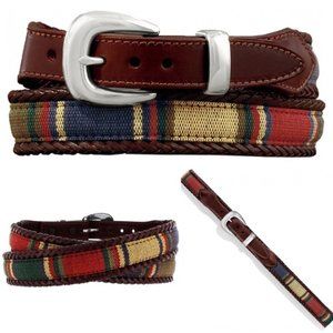 Men’s Brighton Santos Fabric Leather Laced Belt #67506 Size 36